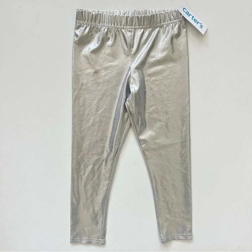 Carter's Metallic Silver Kids Leggings Size 7